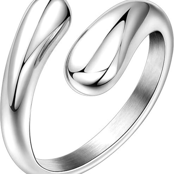 Non Tarnish Gold Chunky Rings Women, Silver Statement Dome Rings Stacking Silver - Picture 2 of 7